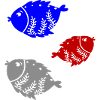 Trois poissons de couleur