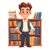 Librarian in front of a bookshelf