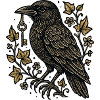 Raven with key in the tendrils