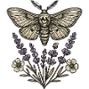 Moth over lavender bouquet