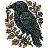 Raven with Key and Foliage