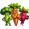 Squadra di verdure forte – broccoli, carote e barbabietole