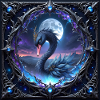 Moon-dragon swan in filigree