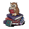 Bücherwurm-Eule-Vogel liest Bücher Kunst