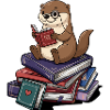 Bücherwurm-Otter-Tier-Lesen-Bücher Kunst