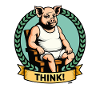 Thinker Clever Pig Cartoon