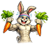 Strong bunny with carrots