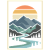 Abstract mountain landscape illustration
