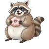 Donut-loving raccoon kawaii