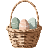 Œufs pastel dans un panier