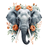 Elephant with flower wreath