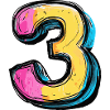 3 Zahl Bunt