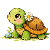 Turtle with Flower Cartoon