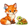 Renard et une tortue mignonne