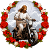 Jesus' motorcycle with roses
