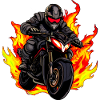 Motorradfahrer mit Flammen