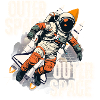 Astronaut in rocket jump