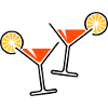 2 Cocktailgläser / Cocktail / Martini + (Orange)