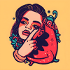 Pop Art Woman and Fantasy Creature