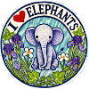 I Love Elephants Floral Circle