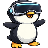 Cute Penguin Virtual Reality Gamer Gamer