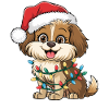 Weihnachtshund mit Lichterkette