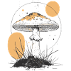 Moonlight Forest Mushroom Silhouette