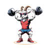 Strong bodybuilding goat doing squats