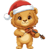 Christmas Lion Playing Violin Art