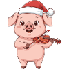 Christmas Pig Farm Animal Playing Violin