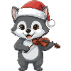 Christmas Wolf Animal Playing Violin Art