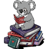 Bücherwurm, Koalabär, Lesebücher Kunst