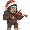 Christmas Bigfoot Sasquatch Playing Violin
