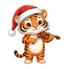 Weihnachts-Tigerkatze spielt Geigenkunst