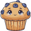 Kawaii Blueberry Muffin Cartoon