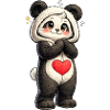 Shy panda with red heart