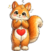 Shy squirrel with red heart