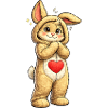 Shy bunny with red heart
