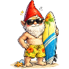 Cool garden gnome with surfboard