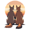 Two rabbits at sunset