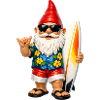 Cool garden gnome with surfboard