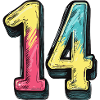14 Zahl Bunt