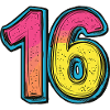 16 Zahl Bunt
