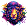 Neon Sheep Head Art