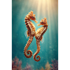 Twin Seahorses Sunlit Undersea