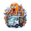 Oktopus im Müllwagen