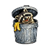 Waschbär im Mülltonne mit Banane
