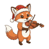 Christmas Fox Animal Playing Violin Art