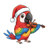 Christmas Parrot Bird Playing Violin Art