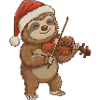Christmas Sloth Animal Playing Violin Art